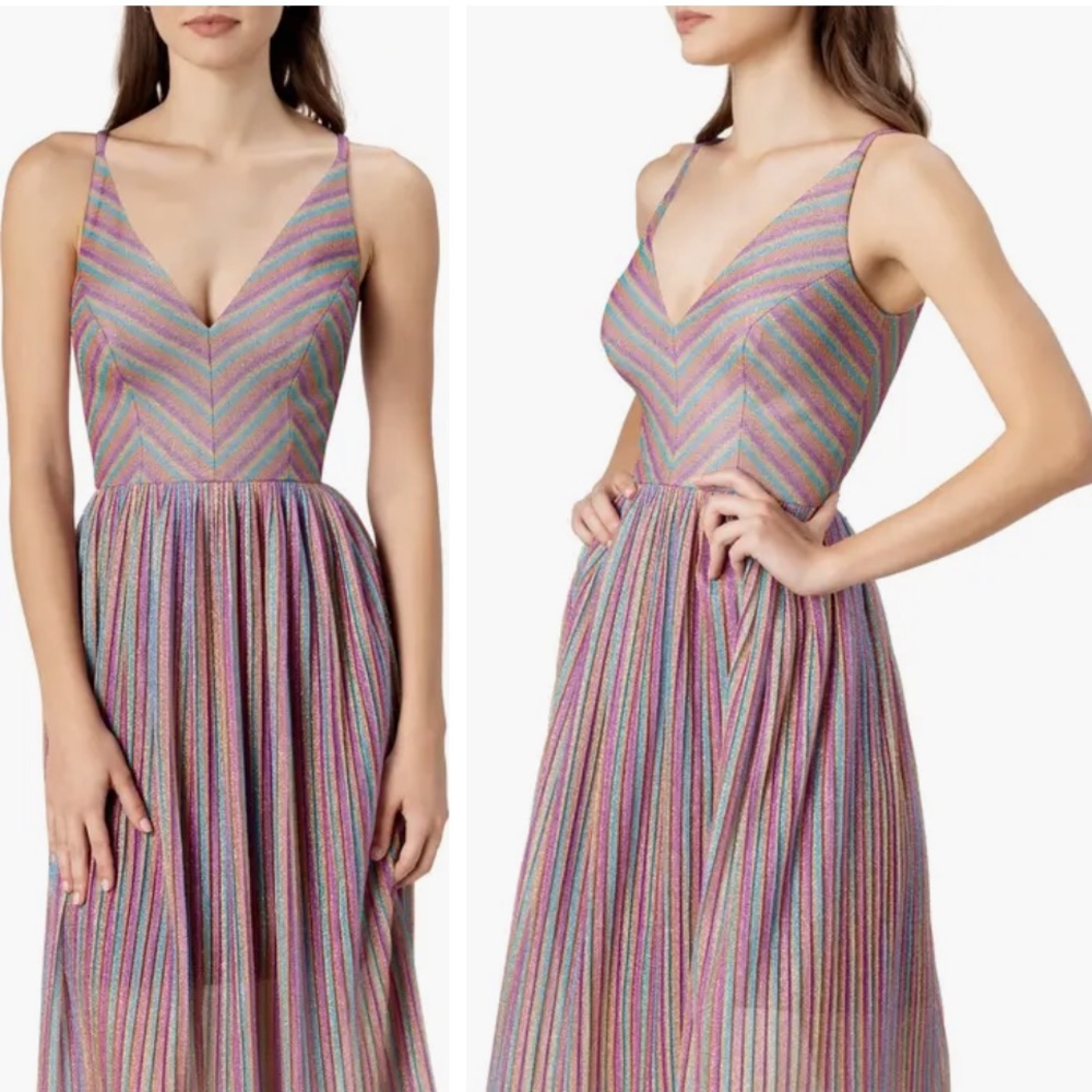 Haley Sleeveless Dress
DRESS THE POPULATION bright magenta multi new